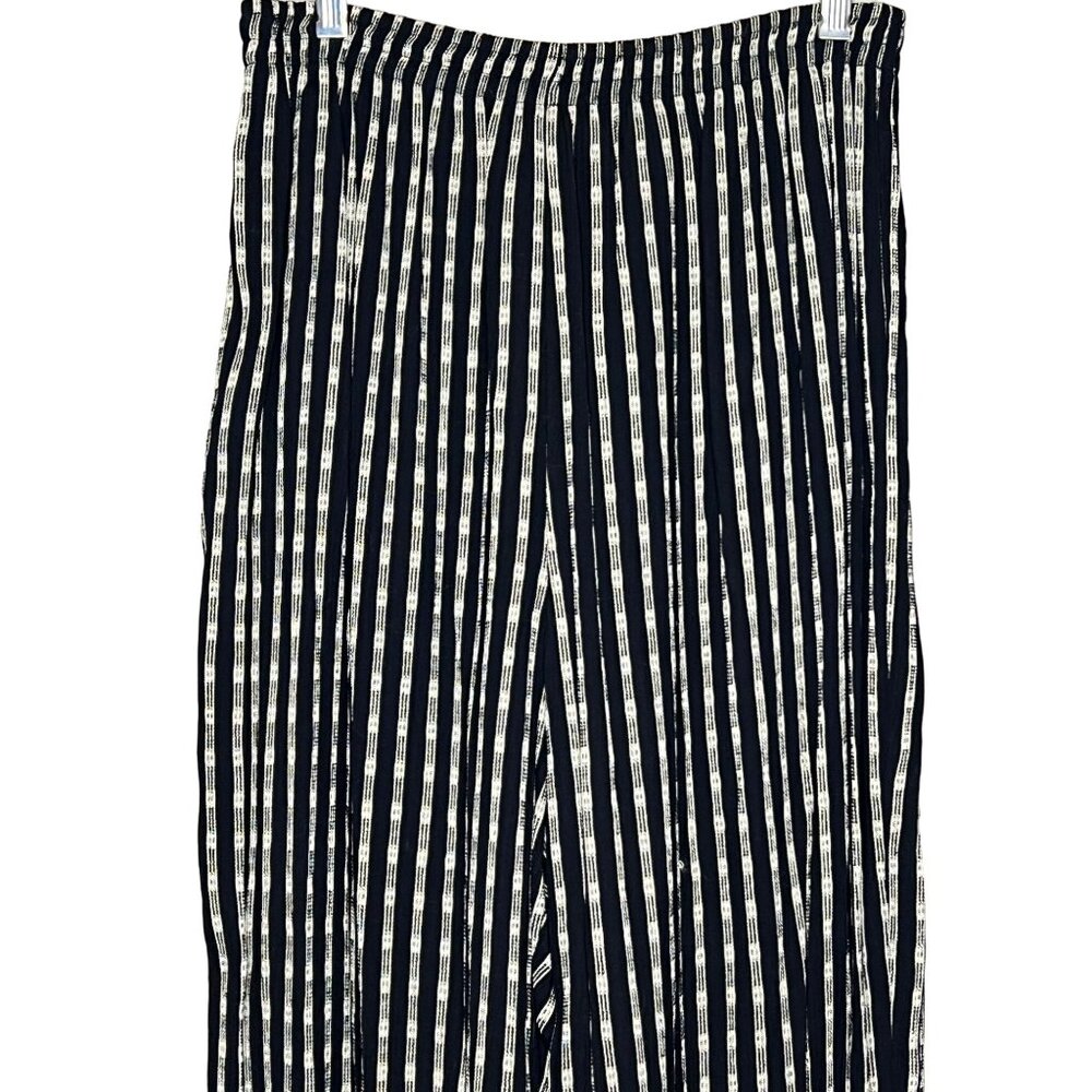 AKS dress pants 1XL black & white plaid stripe USA wide leg - Picture 2 of 10